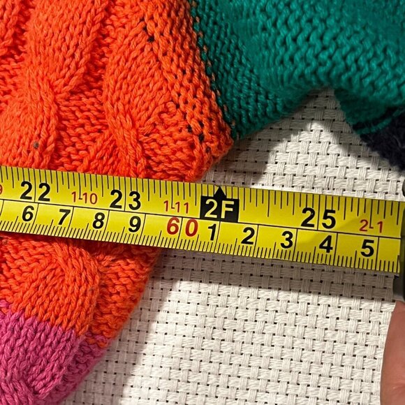 Vintage St. Johns Bay Sweater plus size 2x Colorful Striped Rainbow Cable Knit - Picture 4 of 7